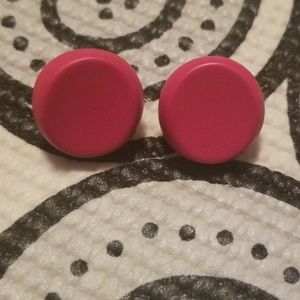 Vintage hot pink indentation earrings